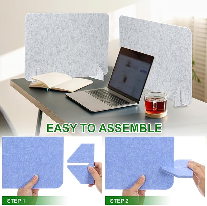 PATIKIL Desk Divider, 2 Set 24 x 24 Inch Acoustic Freestanding Desk Divider Desk Privacy Panel with 4 Pcs Support Feet for Library Office Workstation, Orange