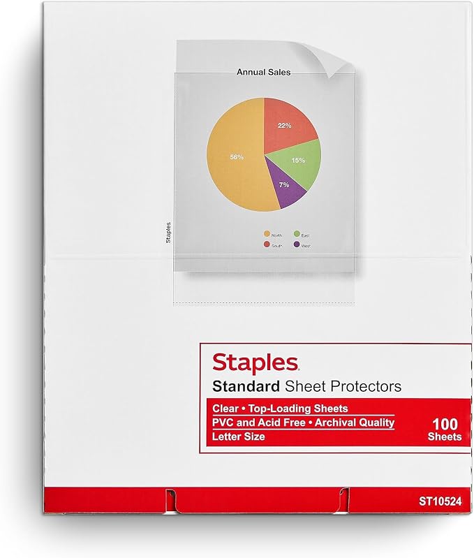 Staples Sheet Protectors, 8.5" x 11" – Top-Loading Clear Page Protectors - Image 4