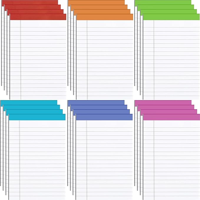 Colarr 24 Pack Legal Pads 4 x 6 Inches Lined Notepads 50 Sheets Wide Ruled Writing Pads for School College Office Business
