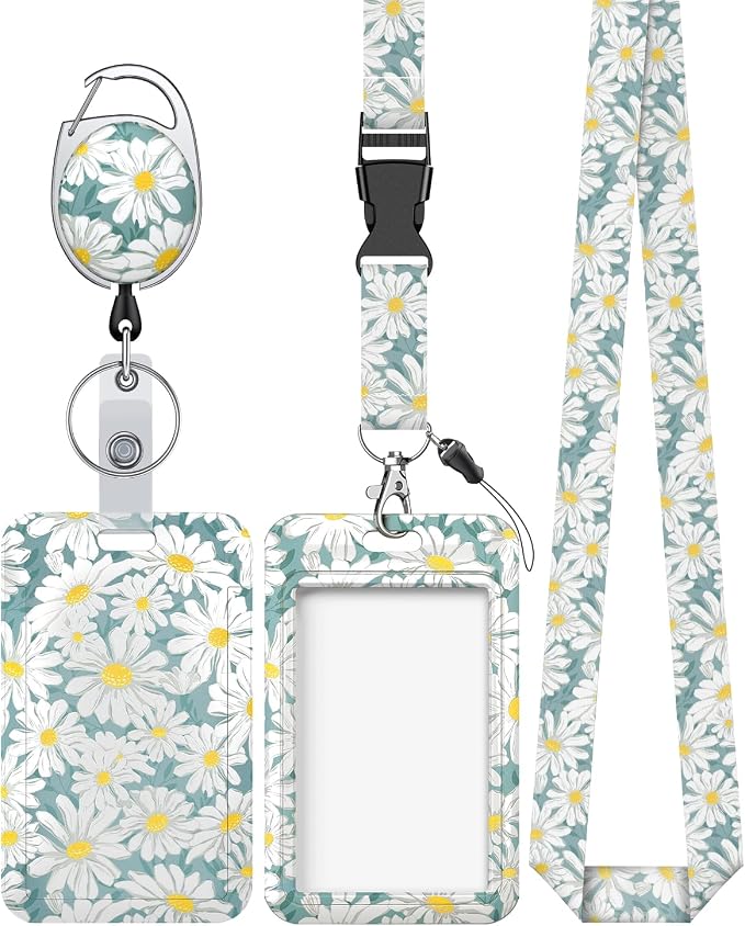Uniclife Floral Sliding Badge Holder Daisy Flower Plastic Case by UnicLife