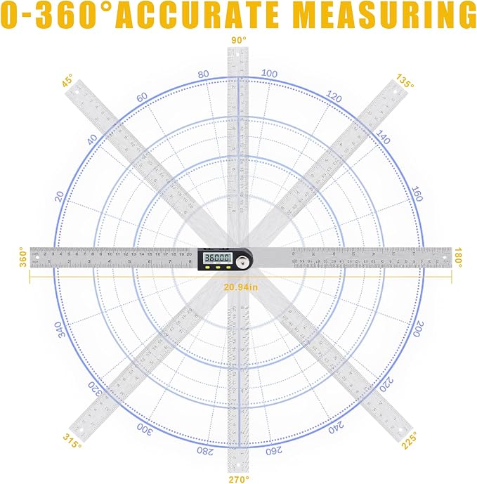 Delgada 8 inch/200mm Digital Angle Finder Ruler - Image 3