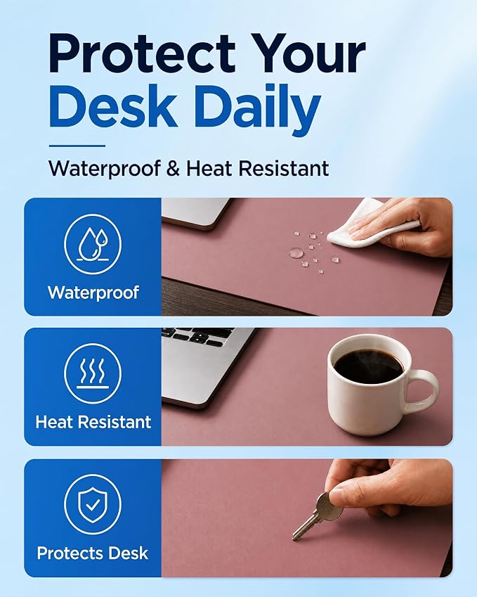 Aothia Dual-Sided Desk Mat, FSC Cork & PU Leather Desk Pad, Large Mouse Pad & - Image 5