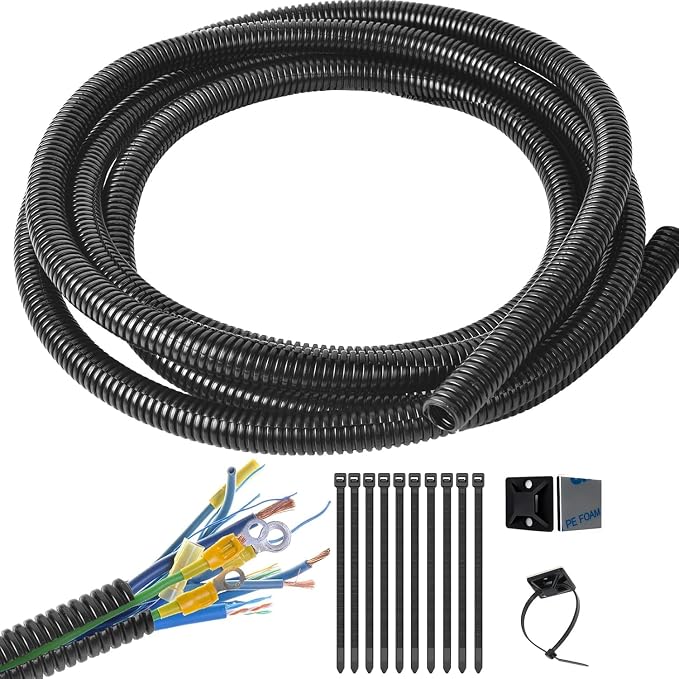 1/4 Inch Wire Loom Split Tubing - 15 ft Cord Protector Electric Wires Covers by ALLWIN