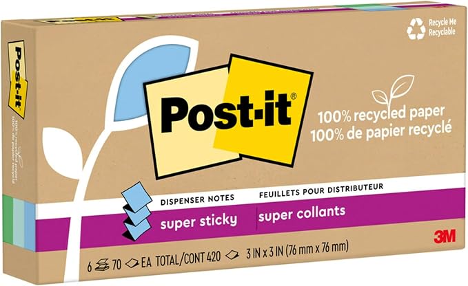 Post-it 100% Recycled Paper Super Sticky Pop-up Notes, 2X The Sticking Power - Image 9