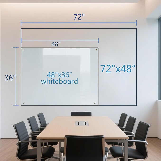 KIZZBY Glass Dry Erase White Board - Magnetic Boards for Wall, 72"x48" Large Frameless Whiteboard for Office, Home & School-DeskLoop Office