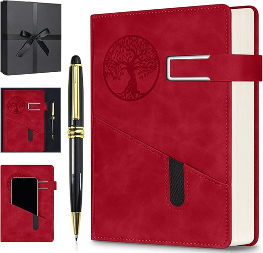 Lined Notebook Journal for Men Women, 365 Pages Numbered College Ruled Notebook, Hardcover Leather Journal with Pen & Gift Box, Thick Daily Diary, Professional Notebooks for Work, School, Business, A5-DeskLoop Office