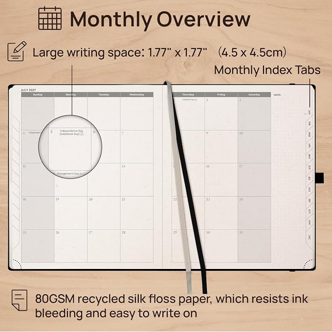 POPRUN 2027 Planner Weekly and Monthly, 8.5" x 10.5" Recycled Paper Calendar - Image 4
