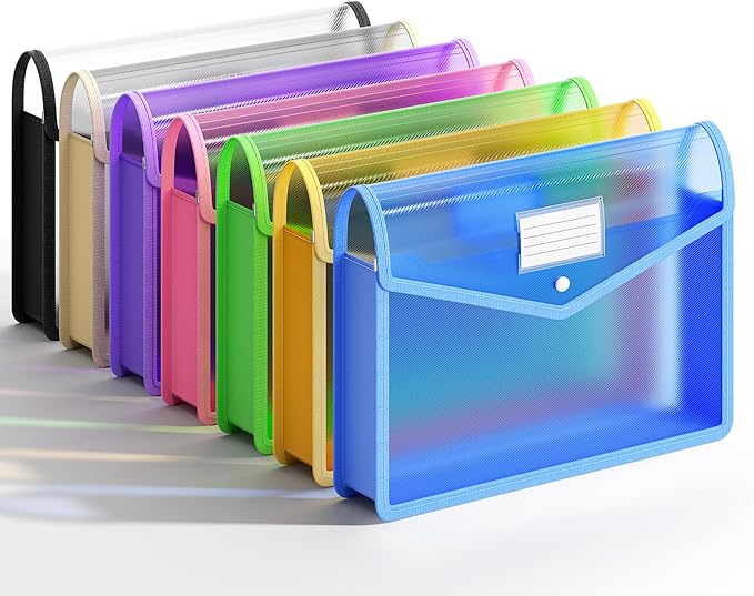 7 Pack Plastic Expanding File Folder, Transparent envelopes by XingDuing