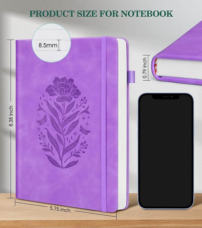Lined Journal Notebook for Women, A5 200 Pages Hardcover Leather Journals for - Image 4