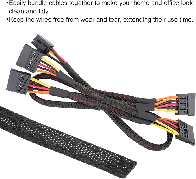 10ft PET Expandable Wire Loom 3/8 Inch, PET Braided Wire Sleeving Cable - Image 4