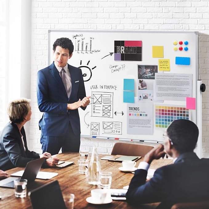 DUMOS Rolling Whiteboard Double Sided 46 x 32 Inches, Magnetic White Board Dry - Image 7