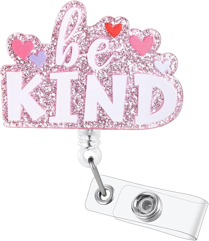 Be Kind Funny Nurse Badge Reel, Cute Heart Retractable ID Badge Holder by Unknown