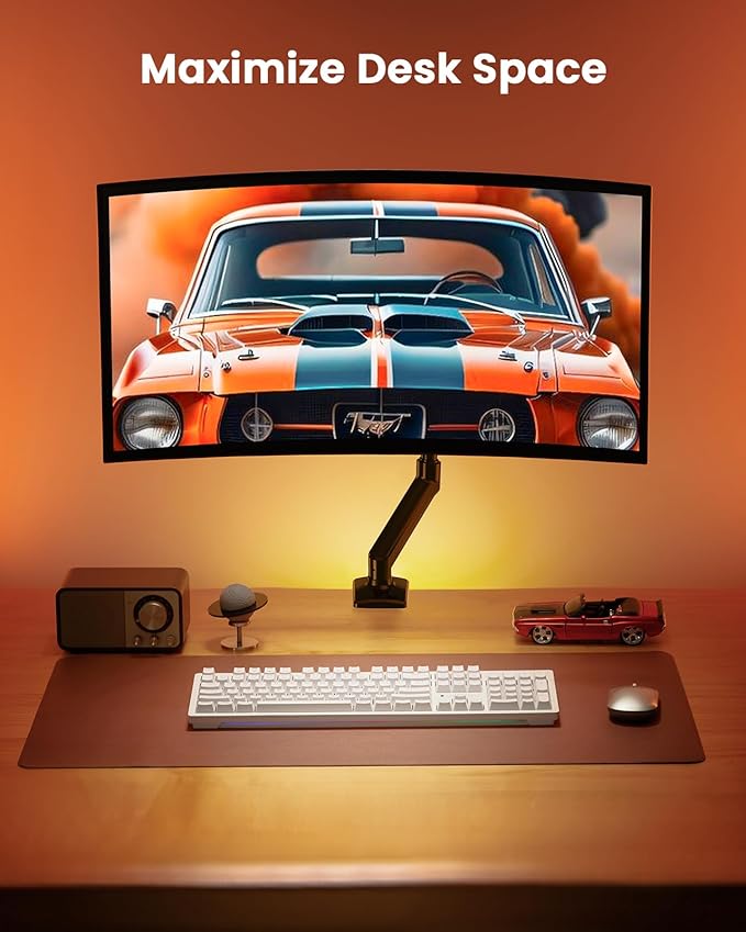 ErGear Single Monitor Arm for 13-34 inch Screens, Adjustable Gas Spring Monitor Mount Holds up to 22 lbs, Computer Monitor Stand with VESA Mount, C-Clamp & Grommet Base, Max VESA 100x100mm,-DeskLoop Office