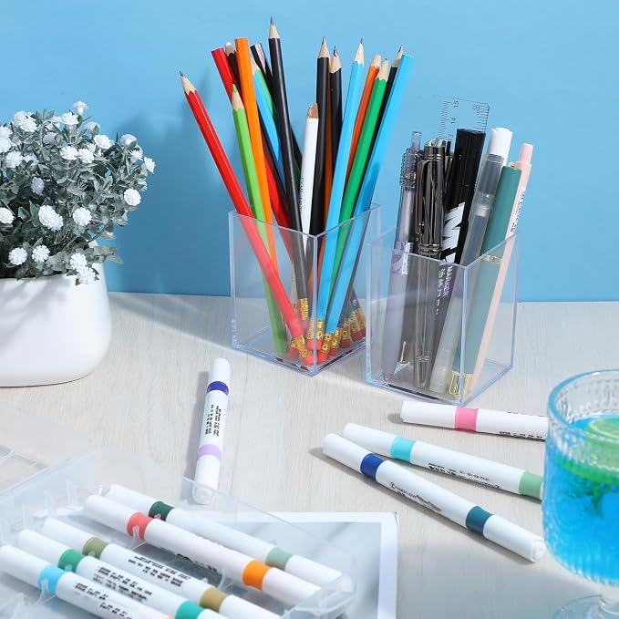 24 Pack Clear Acrylic Pen Holders – Multipurpose Desktop Organizer - Image 7