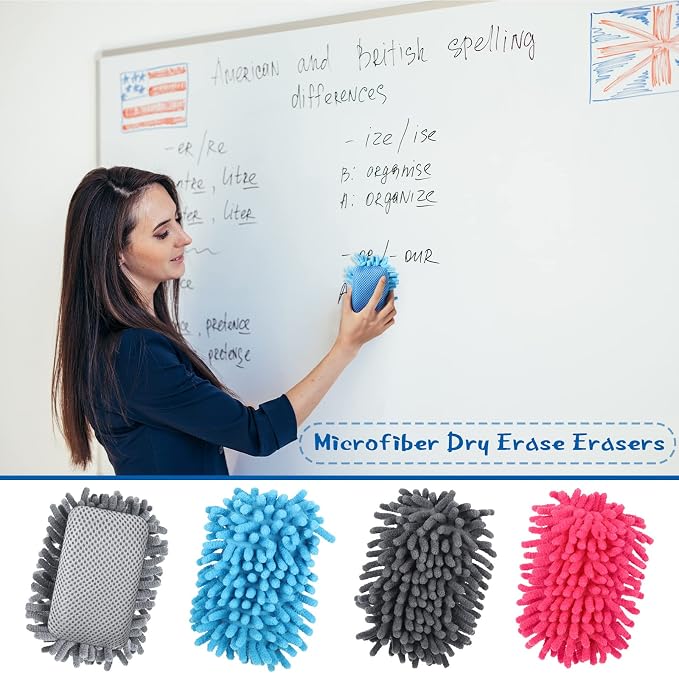 Epakh 4 Pieces Dry Erase Erasers Magnetic Whiteboard Eraser Washable Microfiber - Image 6