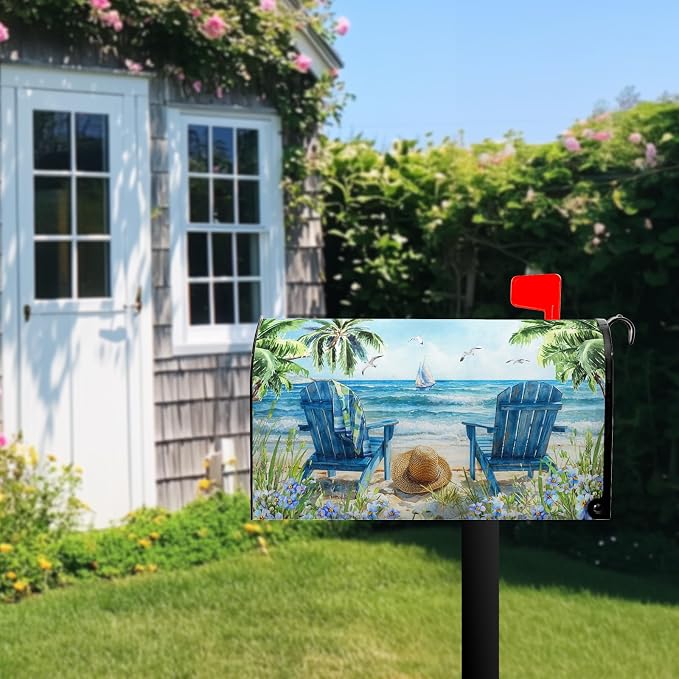Summer Beach Mailbox Covers Magnetic Nautical Ocean Sea Mailbox Cover Standard - Image 2