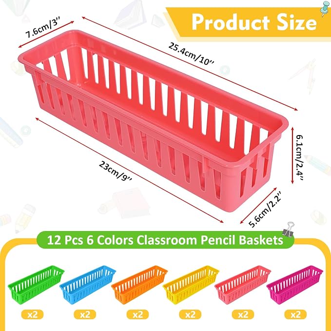 ZZYFGH 12 Pcs Pencil Holder for Classroom, Colorful Pen Baskets, Pencil Holder - Image 2