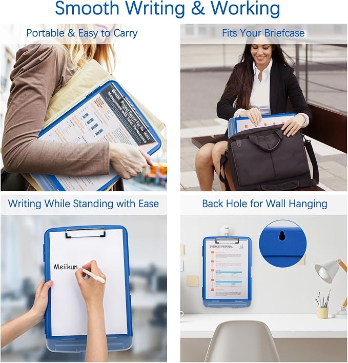 Meiikun Clipboard with Storage, Plastic Clipboards 8.5x11 with Pen Holder - Image 4