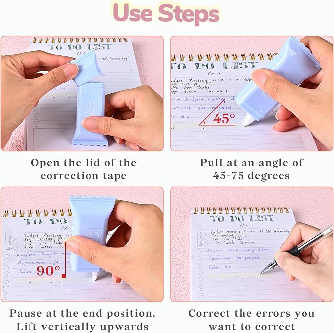 Temiary 6 Pcs White Correction Tapes, Cute White Smooth Pull Out Tape - Image 4