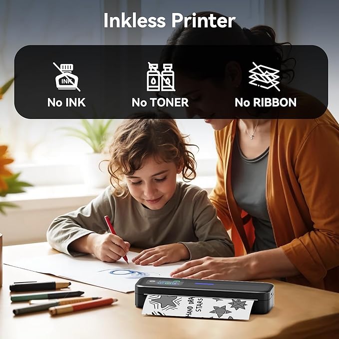 Phomemo Upgraded Portable Printer with Touchscreen, M832D Bluetooth Wireless Thermal Inkless Printer, Supports 8.5"x11" US Letter & A4, Compatible with iOS, Android, PC for Travel, Black-DeskLoop Office