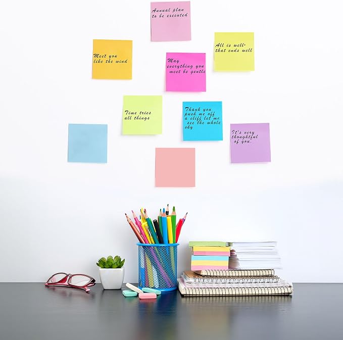 Sticky Notes 3x3 in Post, 12 Bright Colors Sticky Note Self-Stick Notes Pads - Image 5