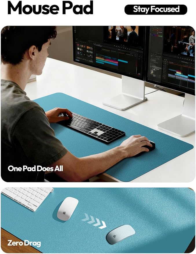 YSAGi Leather Desk Pad Protector, Office Desk Mat, Large Mouse Pad, Non-Slip PU - Image 3