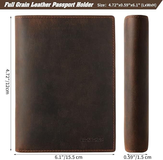 Jack&Chris Leather Passport Holder RFID Blocking Passport Travel Wallet Cover - Image 2