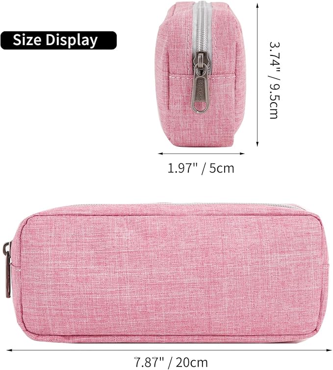Della Gao Small Pencil Case Large Capacity Pencil Pouch Marker Pen Bag Coin Pouch Office Stationery Organizer (Pink)-DeskLoop Office
