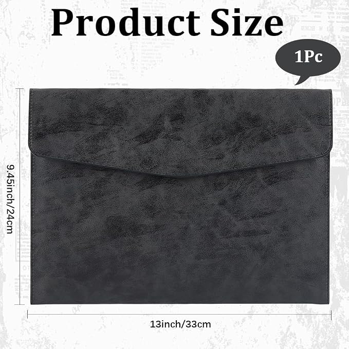 A4 PU Leather File Holder Document Folder Black Thin Waterproof Portfolio - Image 2