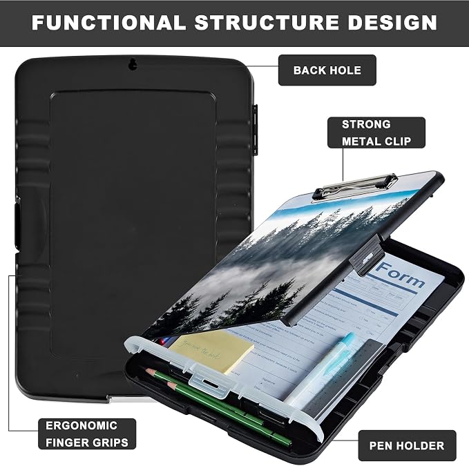 Clipboard with Storage, Heavy Duty Plastic Storage Clipboard with Low Profile - Image 6