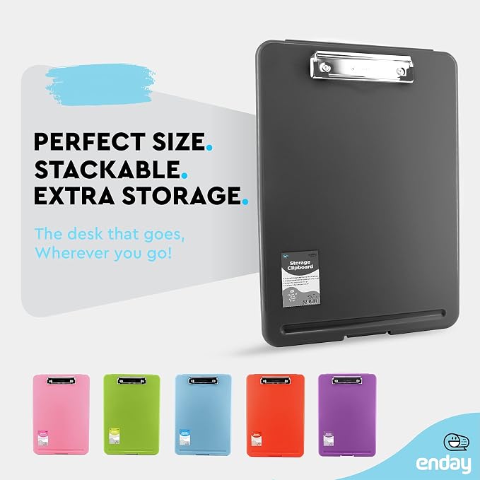 Clipboard with Storage Black, Letter Size Storage Clipboard with Compartments - Image 4