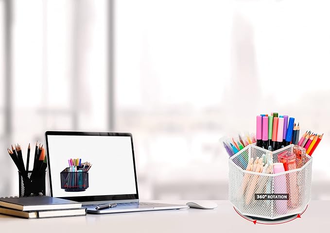 Exerz Desk Organiser/Mesh Desk Tidy Candy/Pen Holder/Multifunctional Organiser 360 Rotating-DeskLoop Office