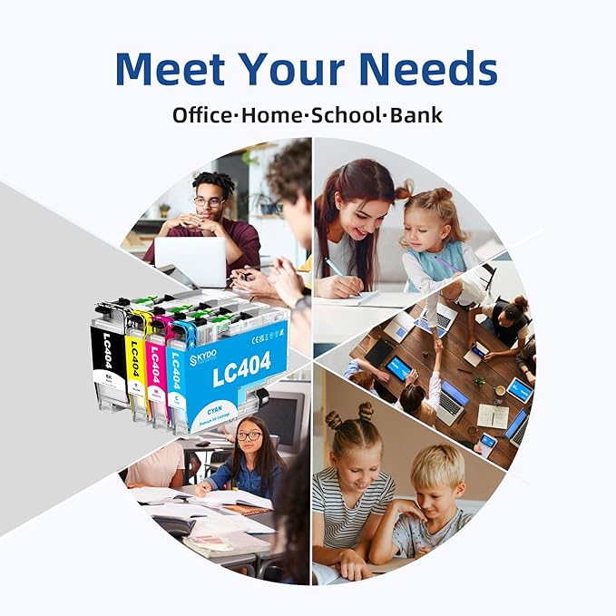 LC404 MFC-J1205W LC404XL Ink Cartridges Replacement Compatible for Brother LC 404 LC404XL LC-404 Work with MFC-J1205W MFC-J1215W MFC-J1205W XL Printer (4 Pack, Black Cyan Magenta Yellow)-DeskLoop Office