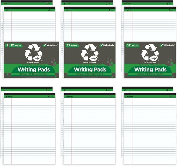 KAISA White Legal Pads Writing Pads Recycled Paper, 8.5"x14" Wide Ruled Lined - Image 7
