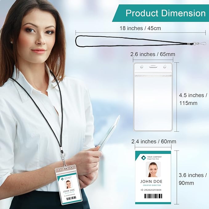 Marspark 100 Pack Lanyard with ID Holder Bulk, Waterproof Resealable Name Tag - Image 3
