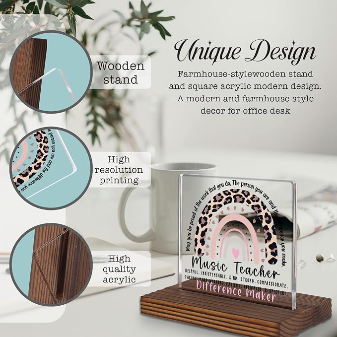 Music Teacher Gift Desk Sign, Difference Maker Appreciation Plaque - Image 3