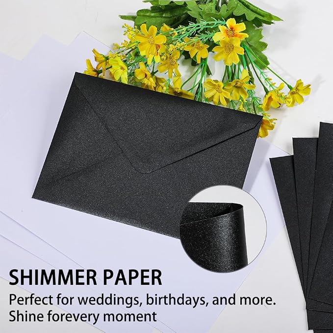 A7 Black 5x7 Envelopes 50Pcs, 120g Pearl Paper - Image 3