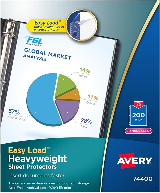 Avery Diamond Clear Heavyweight Sheet Protectors, Easy Load, 200 Document by Avery