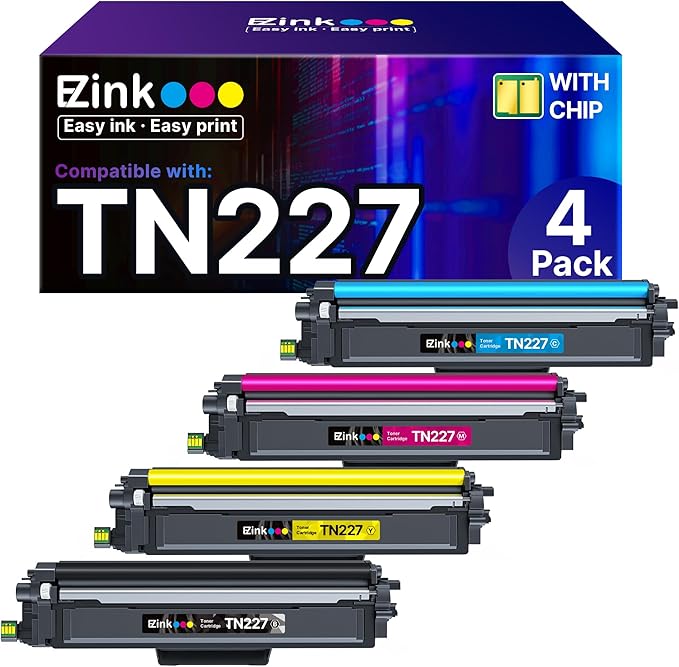 E-Z Ink TN227 Compatible Toner Cartridge Replacement for TN-227BK/C/M/Y High Yield Brother TN227 TN227BK TN223 to use with HL-L3270CDW HL-L3230CDW HL-L3210CW HL-L3290CDW MFC-L3710CDW (4 Pack)-DeskLoop Office