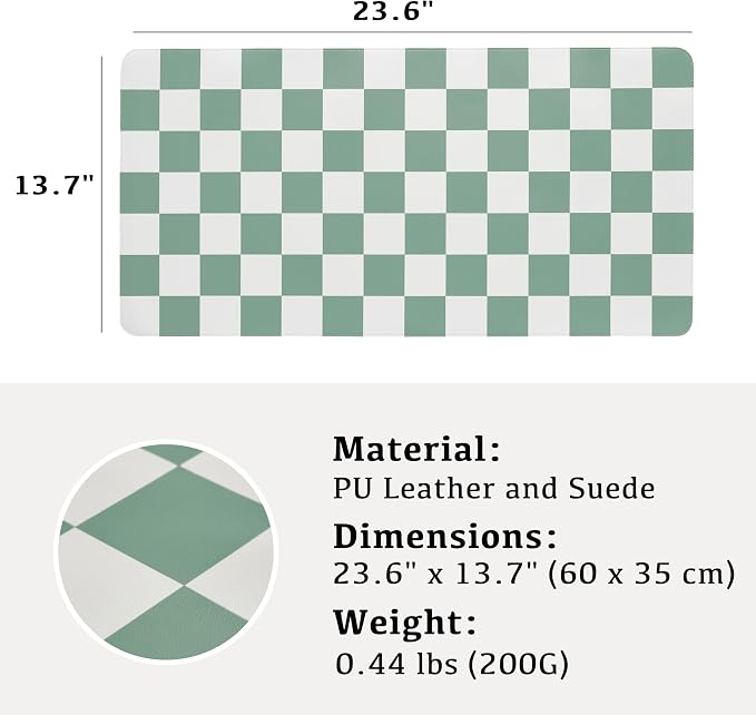 Ohocut Checkered Desk Mat, Large Cute Aesthetic Retro PU Leather Computer - Image 3