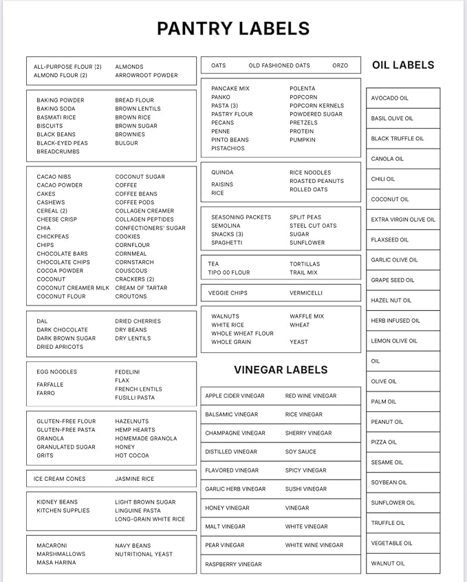 Pantry Labels for Food Containers 179 Labels Set | Pre-Printed Stickers | 2 - Image 4