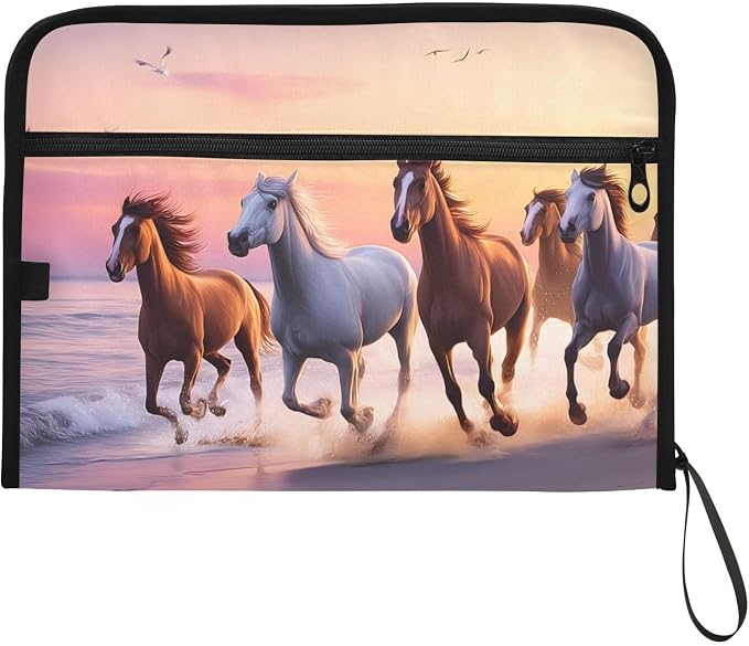 Expanding File Folder Beach Horse Accordion File Organizer 13 Pockets Document - Image 7