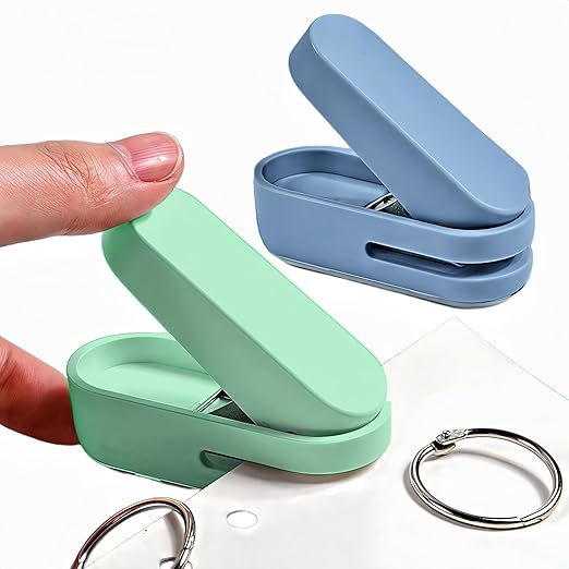 Magnoloran 2 Pack Single Hole Punch, 1/4 inch Mini Small Hole Puncher Heavy Duty Paper Hole Puncher Small Hole Punch One Hole Puncher for Crafts Paper Cards Tags Scrapbook-Blue&Green-DeskLoop Office