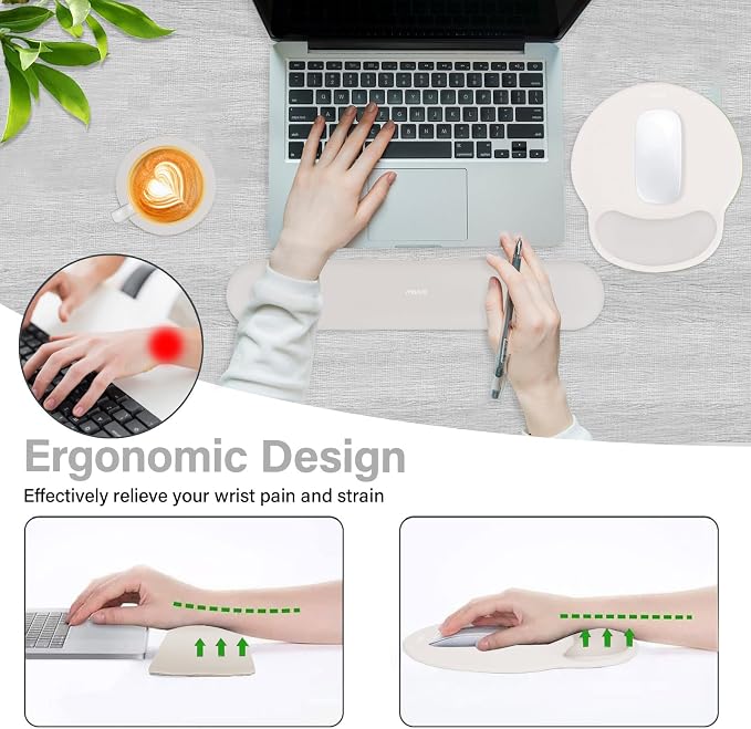 MOSISO Wrist Rest Support for Mouse Pad&Keyboard Set, Circle Curved Ergonomic - Image 3