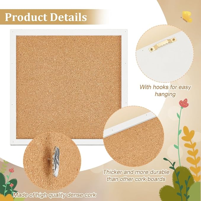 BENECREAT Pin Board Square Cork Board - Image 4