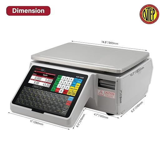 VisionTechShop VLP-100B Label Printing Scale, Capacity 30/60lb Readability 0.01/0.02lb, NTEP Legal for Trade-DeskLoop Office
