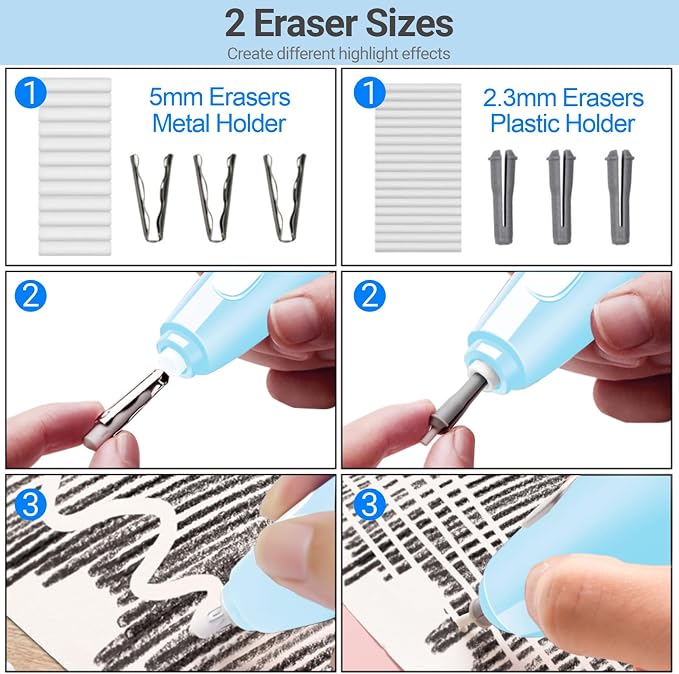 AFMAT Electric Eraser, with 140 Refills, Rechargeable Pencil Eraser - Image 3