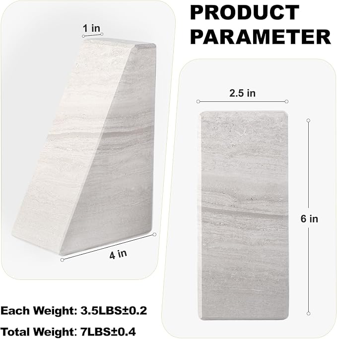 Marble Book Ends for Heavy Books, Decorative Bookends for Shelves, Durable and - Image 6