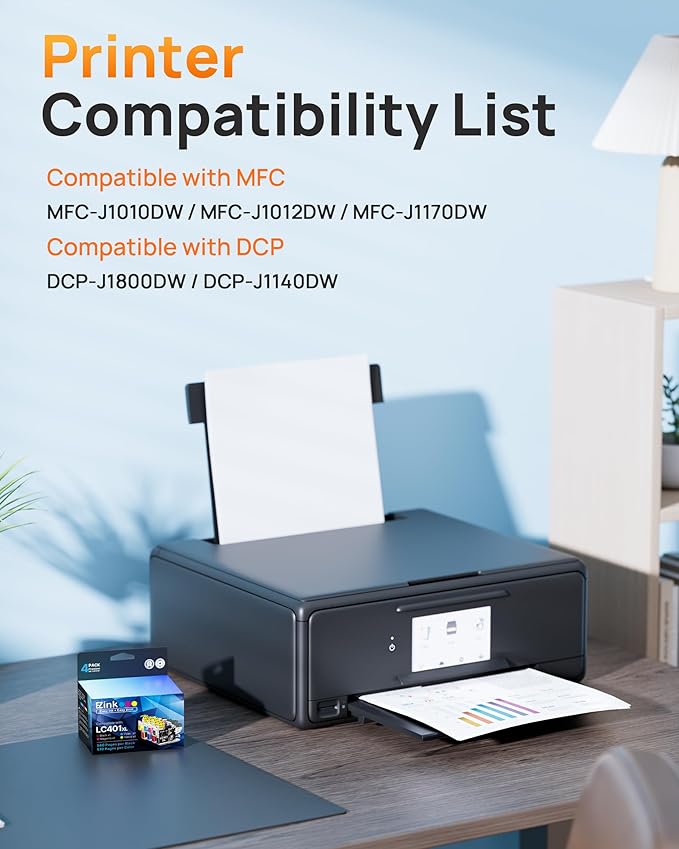 E-Z Ink Compatible LC401XL Ink Cartridge Replacement for Brother LC401 XL LC401XL LC 401 Ink High Yield to use with Brother MFC-J1010DW MFC-J1012DW MFC-J1170DW DCP-J1800DW DCP-J1140DW Printer (4 Pack)-DeskLoop Office