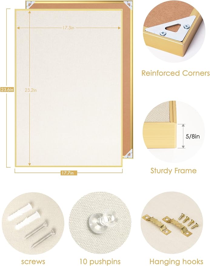 Lightomorrow Bulletin Board 24 x 18 inches, Oatmeal White Pin Board - Image 7